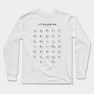 Lithuanian Alphabet Chart, Lithuania Language Chart, White Long Sleeve T-Shirt